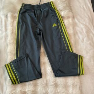XL- Adidas Boys DriFit Pants - Charcoal and Neon Yellow